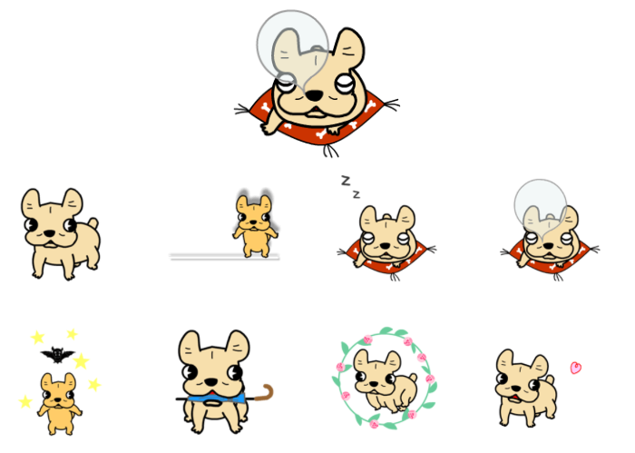 フレンチブルドッグの動くLINEスタンプ